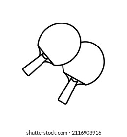 Ping Pong Paddle and Table Tennis Bats Outline Icon Illustration on White Background