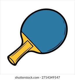 Vista superior de la paleta de ping pong que muestra el Arte vectorial de goma y mango aislado sobre fondo blanco