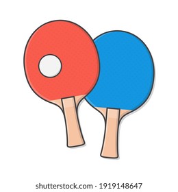 Ping Pong Paddles mit Ball Vector Icon Illustration. Tischtennis-Flachbild-Symbol