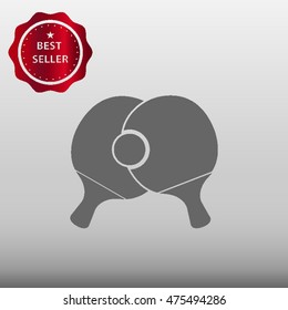 Ping Pong Paddles and Ball Vector Icon Illustration
