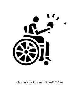 ping pong person with a disability athlete glyph icon vector. ping pong person with a disability athlete sign. isolated contour symbol black illustration