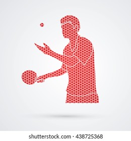 Ping pong player designed using hexagons pattern  graphic vector.