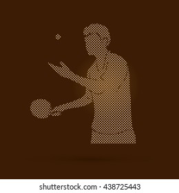 Ping pong player designed using dots pixels graphic vector.