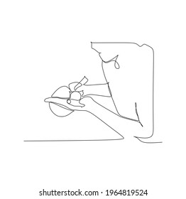 A ping pong player serving the ball - continuous one line drawing