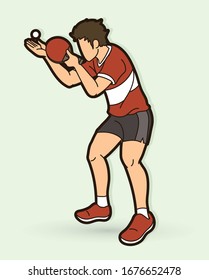 Ping Pong player, Table tennis action cartoon graphic vector