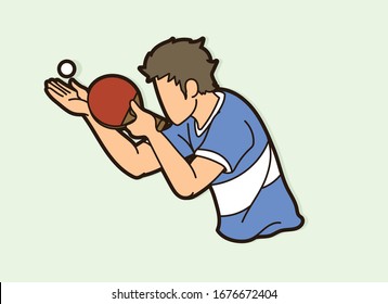 Ping Pong player, Table tennis action cartoon graphic vector