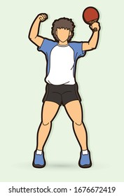 Ping Pong player, Table tennis action cartoon graphic vector