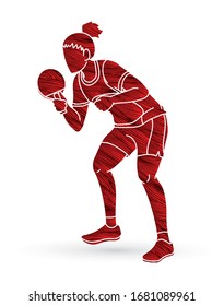 Ping Pong player, Table tennis action cartoon graphic vector