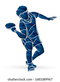 Ping Pong player, Table tennis action cartoon graphic vector