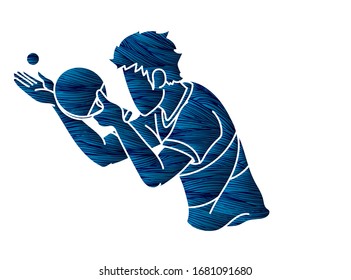 Ping Pong player, Table tennis action cartoon graphic vector