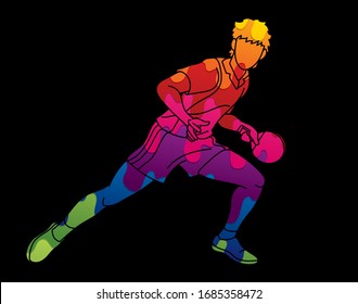Ping Pong player, Table tennis action cartoon graphic vector