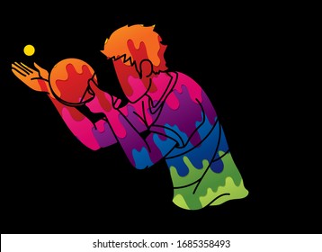 Ping Pong player, Table tennis action cartoon graphic vector
