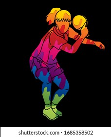 Ping Pong player, Table tennis action cartoon graphic vector