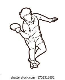 Ping Pong player, Table tennis action cartoon graphic vector