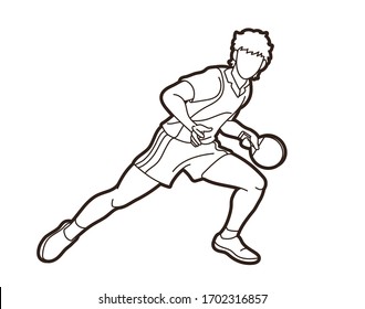 Ping Pong player, Table tennis action cartoon graphic vector