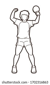 Ping Pong player, Table tennis action cartoon graphic vector