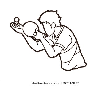 Ping Pong player, Table tennis action cartoon graphic vector