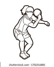 Ping Pong player, Table tennis action cartoon graphic vector