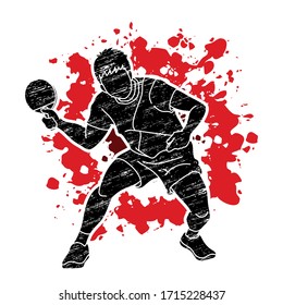 Ping Pong player, Table tennis action cartoon graphic vector
