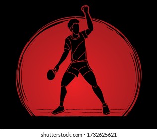 Ping Pong player, Table tennis action cartoon graphic vector