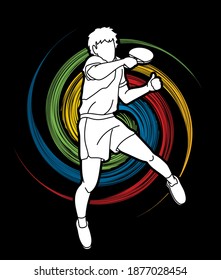 Ping Pong player, Table tennis action cartoon graphic vector