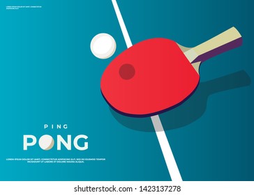 Ping pong Poster Template. Table and rackets for ping-pong. Vector illustration EPS10