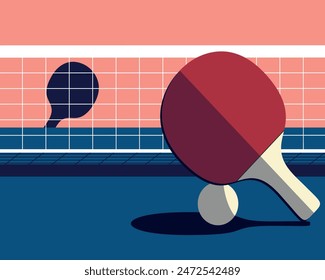 Ping pong Poster Template. Table and rackets for ping-pong.Table tennis tournament, championship, promotion flyer. Pingpong competition, indoor sport game, placard, cards background,banner.