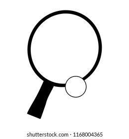 Ping pong racket and ball in black and white