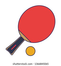 Ping pong racket and ball blue lines