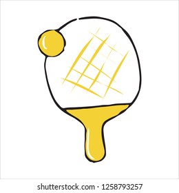 Ping pong racket and ball doodle icon, vector illustration
