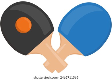 Ping pong racket and ball flat vector icon isolated on white background.