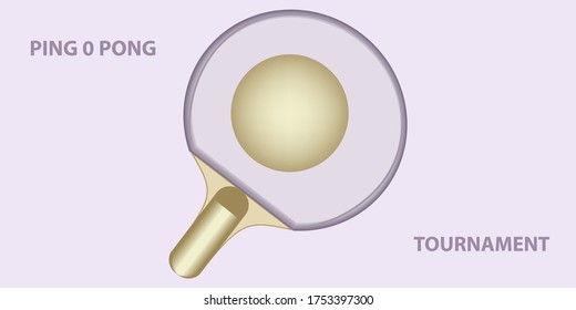 Ping - pong - racket and ball - light background - vector. Sports banner