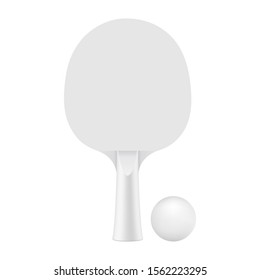 Ping pong racket with ball mockup isolated on white background. Vector illustration