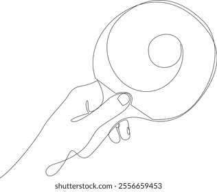 Ping pong racket with ball on it in hand continuous line drawing. Table tennis one line art. Single line vector illustration. Editable stroke.