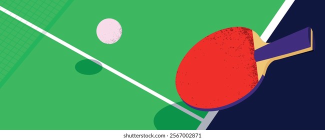 Ping pong racket and ball. Poster tournament table tennis