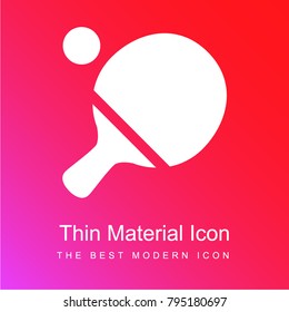 Ping pong racket and ball red and pink gradient material white icon minimal design