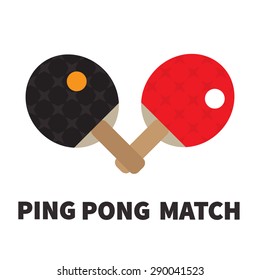 Ping Pong racket and ball. Sport design elements on a white background. Vector icon illustration