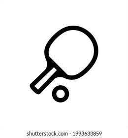 ping pong racket and ball vector icon black on white background
