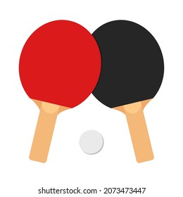 Ping pong racket and ball vector icon. Cartoon ping pong racket for game background design. Isolated object.