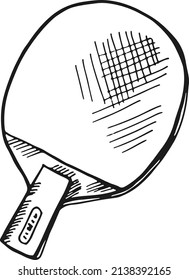 Ping pong racket doodle sketch. Table tennis paddle