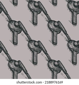 Ping pong racket engraved seamless pattern. Vintage sport elements for table tennis in hand drawn. Sketch texture for fabric, wallpaper, textile, print, title, wrapping paper. Vector illustration.