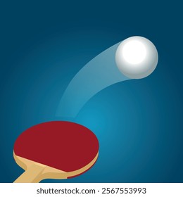 Ping pong racket hit the ball. Vector flat simple illustration of table tennis