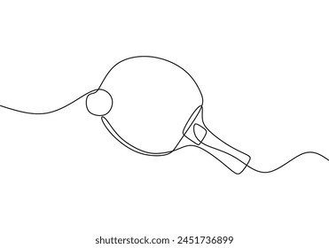 Ping pong racket one line art. Continuous line drawing of table tennis