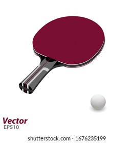 Ping pong racket in vector on white background.Table tennis racket in vector.A table tennis ball in a vector.