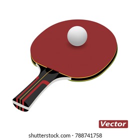 Ping pong racket in vector on white background.Table tennis racket in vector.
