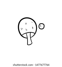  ping pong rackets and ball doodle hand drawing 