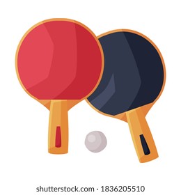 Ping Pong Rackets with Ball, Fitness and Sports Equipment Vector Illustration on White Background