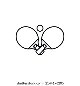 Ping pong rackets with ball simple line vector icon