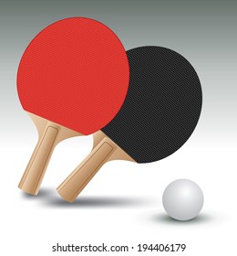 Ping pong rackets with ball. Table Tennis. Vector illustration