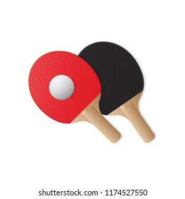 Ping pong rackets and ball vector